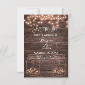 Save the Date Elegant Rustic Mason Jar Lights