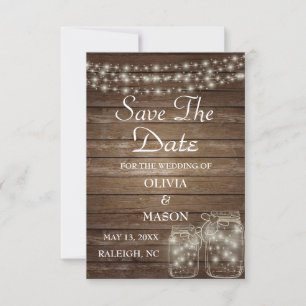 Save the Date Elegant Rustic Mason Jar Lights
