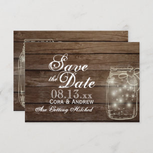 Save the Date - Elegant Rustic Mason Jar Lights Invitation