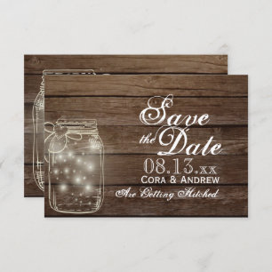 Save the Date - Elegant Rustic Mason Jar Lights Invitation