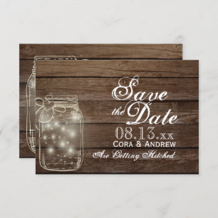 Save the Date Elegant Rustic Mason Jar Lights Invitation