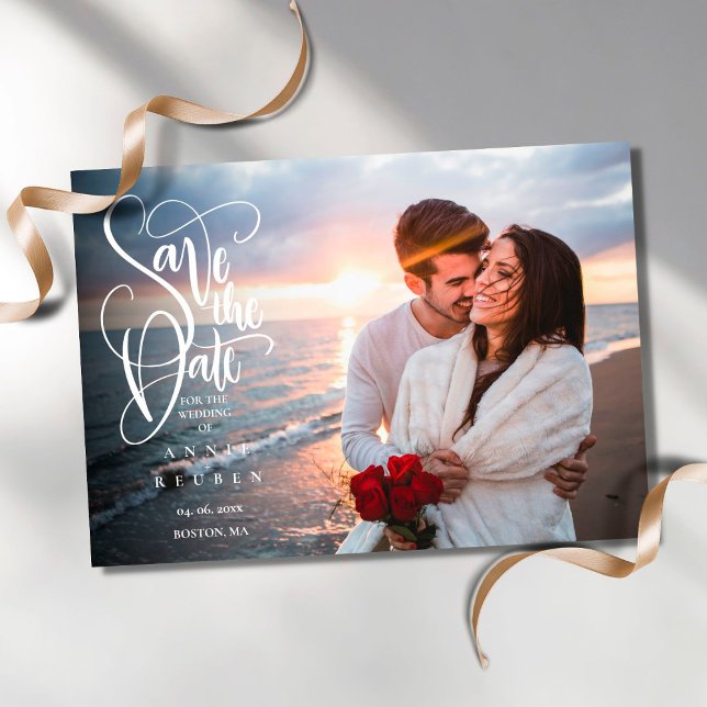 Save the Date Elegant Script Photo Invitation (Creator Uploaded)