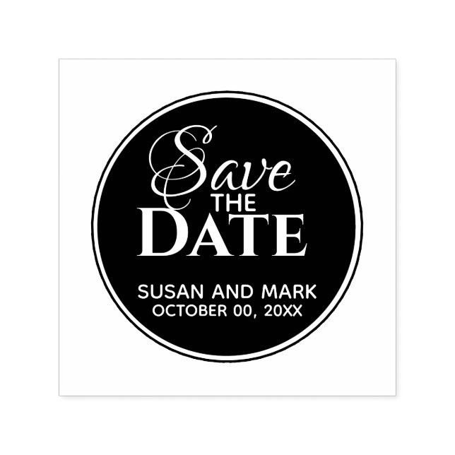 Save The Date elegant typography minimalist script Self-inking Stamp (Design)