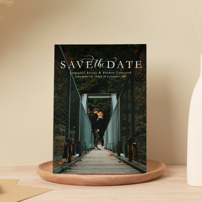 Save the date elegant vertical photo magnetic invitation (Creator Uploaded)