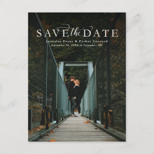 Save the date elegant vertical photo postcard