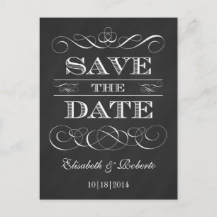 Save the Date Elegant Vintage Chalkboard Style Announcement Postcard