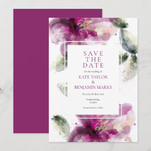 Save the Date Elegant Watercolor Pink Lily Floral Invitation