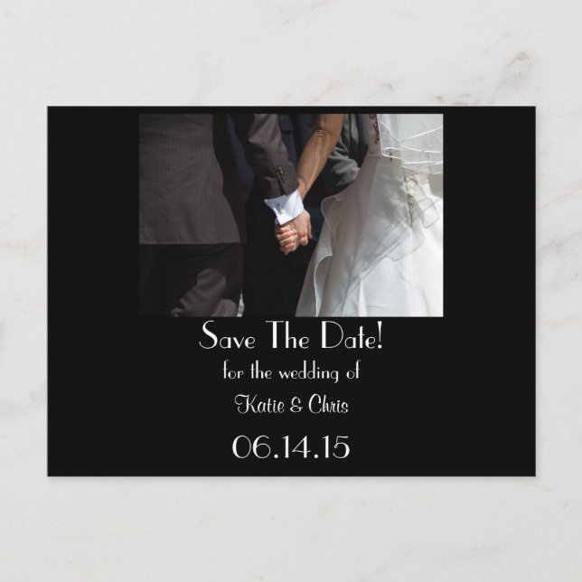 Save The Date Elegant Wedding Couple Holding Hands Announcement Postcard (Front)
