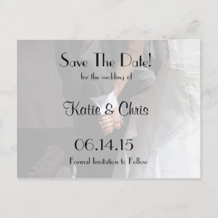 Save The Date Elegant Wedding Couple Holding Hands Announcement Postcard