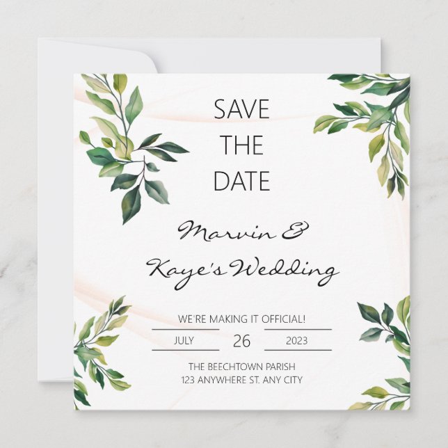 Save the Date Elegant Wedding Invite  (Front)