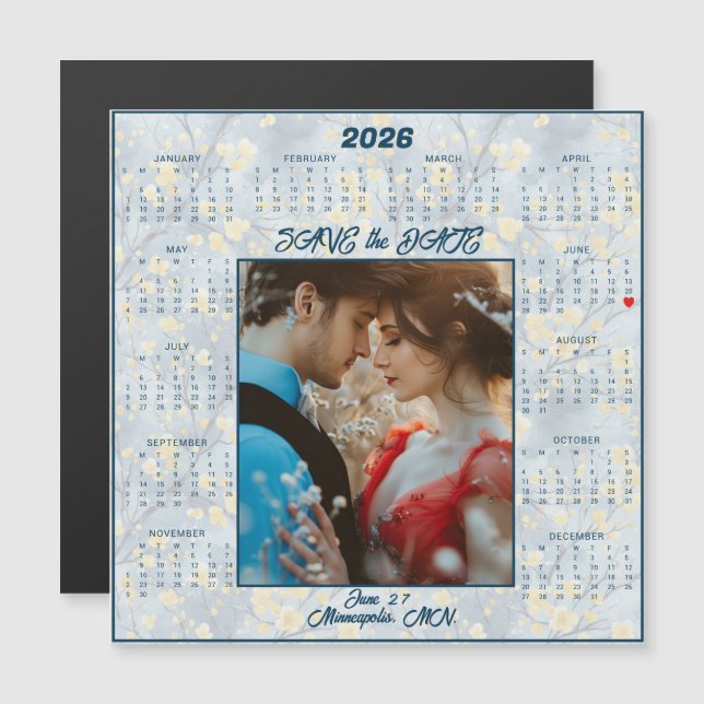 Save the Date Engaged Couple Magnetic  (Front/Back)