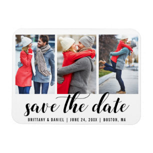 Save The Date Engagement 3 Photo Magnet