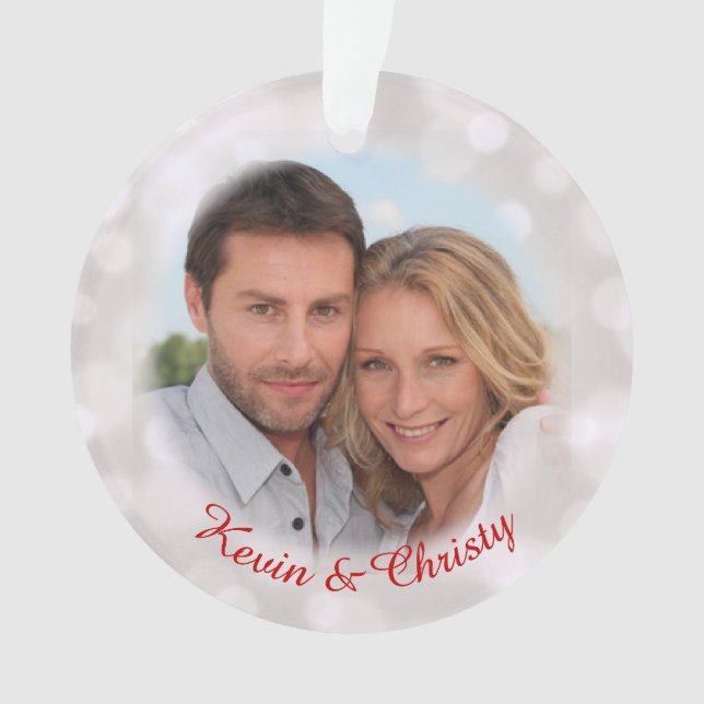 Save the Date Engagement Photo Holiday Ornament (Front)