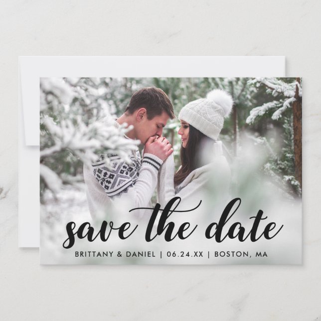 Save The Date Engagement Photo Modern Script B (Front)