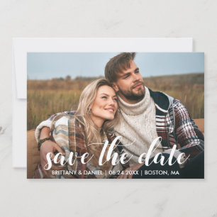 Save The Date Engagement Photo Modern Script Invitation