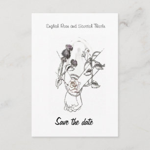 save the date English Rose and Scottish Thistle