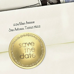 Save the Date Envelope Seal Gold
