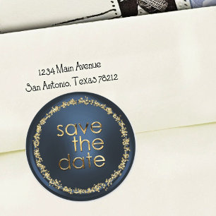 Save the Date Envelope Seal Navy Blue Gold