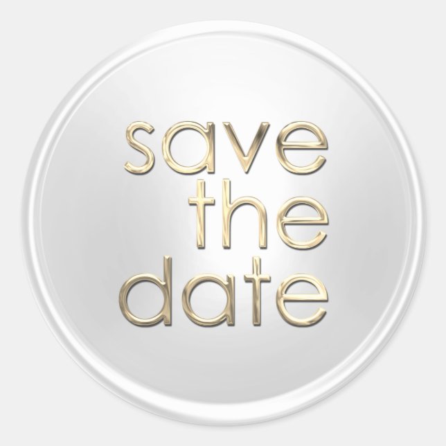 Save the Date Envelope Seal White Gold (Front)
