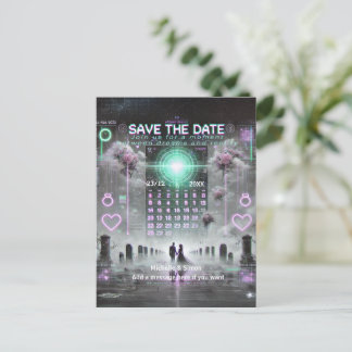 💌 “Save the Date: Eternal Glitch Wedding” 💌 Announcement Postcard