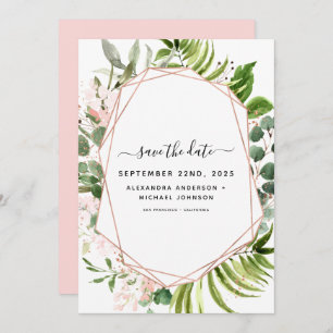 Save the Date Eucalyptus Greenery Geometric