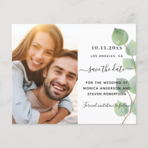 Save the date eucalyptus greenery photo wedding