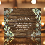 Save the Date Eucalyptus Greenery Rustic Wood Announcement Postcard<br><div class="desc">Eucalyptus Greenery Succulent Botanical Watercolor Spring Wedding Save the Date Card on Rustic Country Wood background - includes beautiful and elegant script typography with modern botanical leaves and greenery for the special Wedding day celebration.</div>