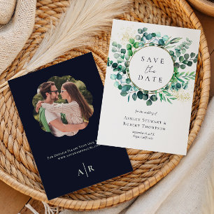 Save the Date Eucalyptus Watercolor Wedding  Invitation