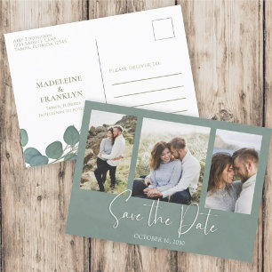 Save the Date Eucalyptus Wedding Greenery Foliage Postcard