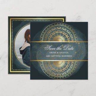 Save the date, Exquisite blue and black Wedding Invitation