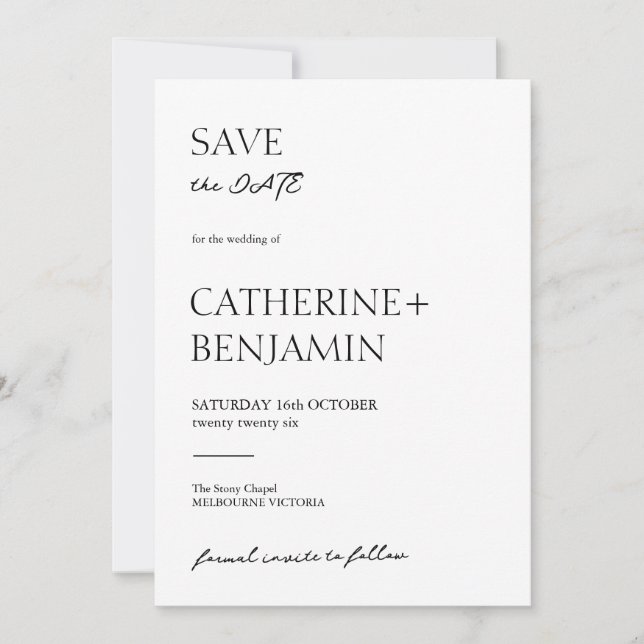 Save the Date exudes timeless charm and  elegance (Front)