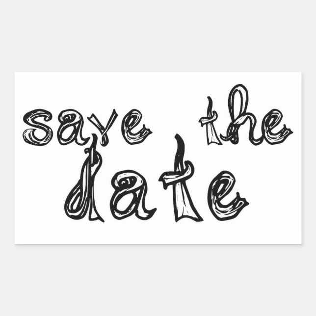 save the date fabric font black & white sticker (Front)