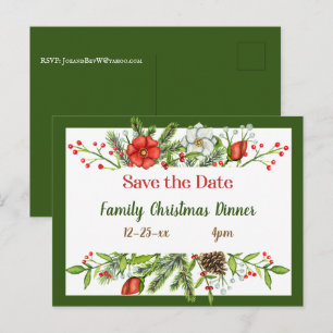 Save the Date Family Christmas Dinner Invite Postcard