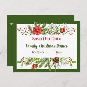 Save the Date Family Christmas Dinner Invite Postcard