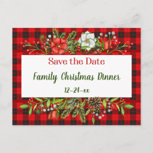 Save the Date Family Christmas Meal Flannel Invite Postcard
