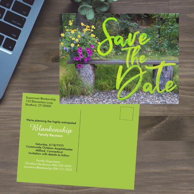 Save The Date Family Reunion Rustic Rural Floral Postcard (Creator Uploaded)