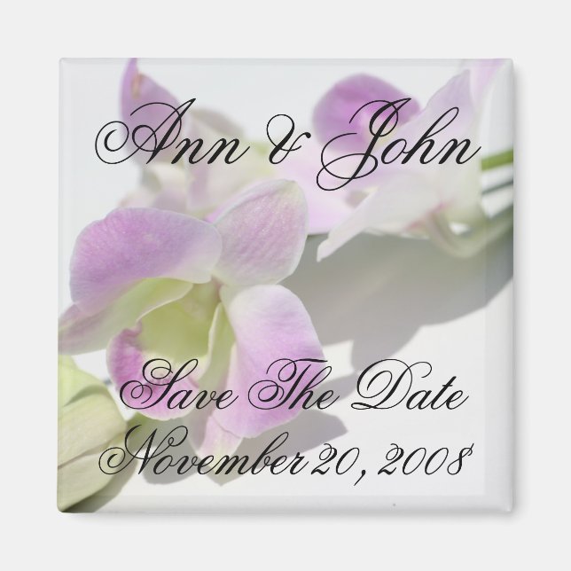 Save the Date First Names Orchid Magnet (Front)