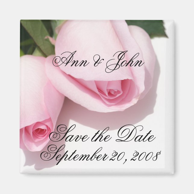 Save the Date First Names Roses Magnet (Front)