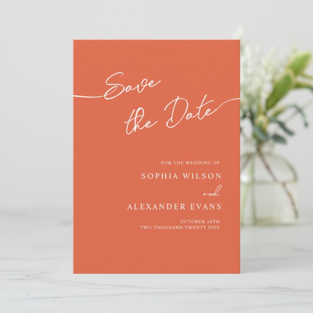 Save The Date Flat Card for a Boho Chic Wedding. (Standing Front)