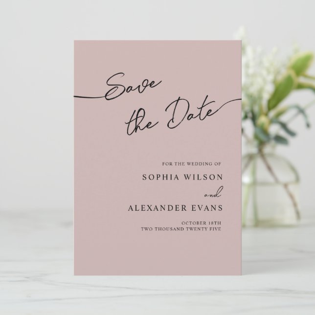 Save The Date Flat Card for a Boho Chic Wedding. (Standing Front)