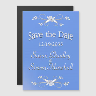 Save the Date Floral Accents Magnetic Invitation