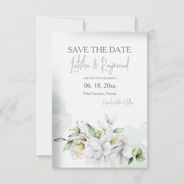 Save the Date Floral Announcement (Front)