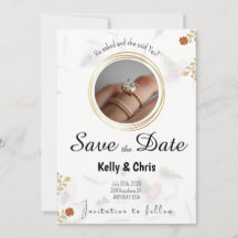 Save the Date Floral Engagement Ring Invitation