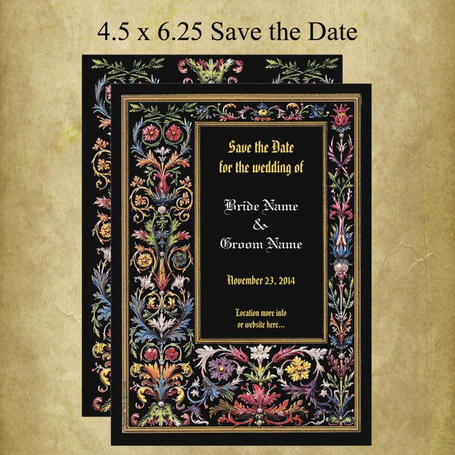 Save the Date Floral Illuminated Mediaeval Editabl Announcement (Creator Uploaded)
