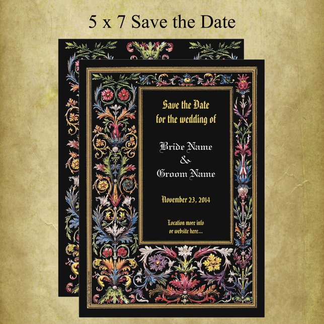 Save the Date Floral Illuminated Mediaeval Editabl Announcement (Creator Uploaded)