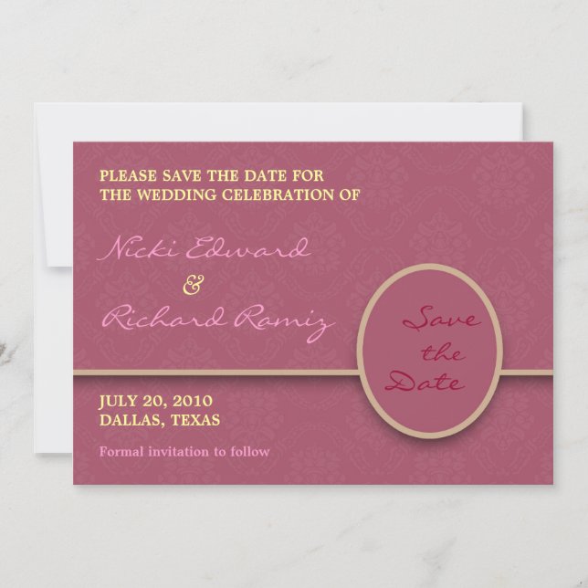 Save The Date Floral Purple Flat Card (Front)