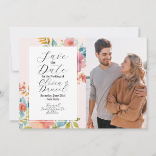 Save The Date Floral Summer Flowers Pink Photo