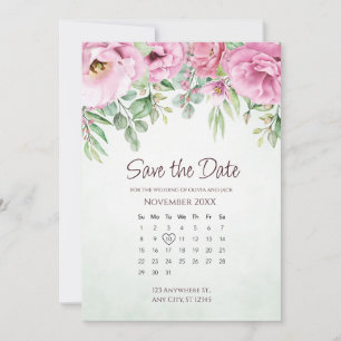 Save the Date Floral Wedding Greenery Calendar