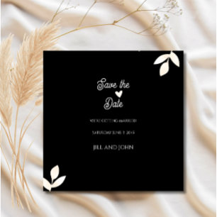 Save the Date Floral Wedding Invitation Black