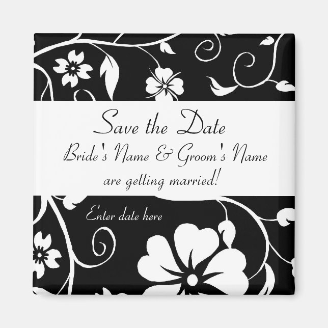 Save the date - Floral Wedding Mag... - Customised Magnet (Front)